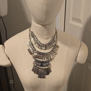 Elegant Silver Layered Necklace